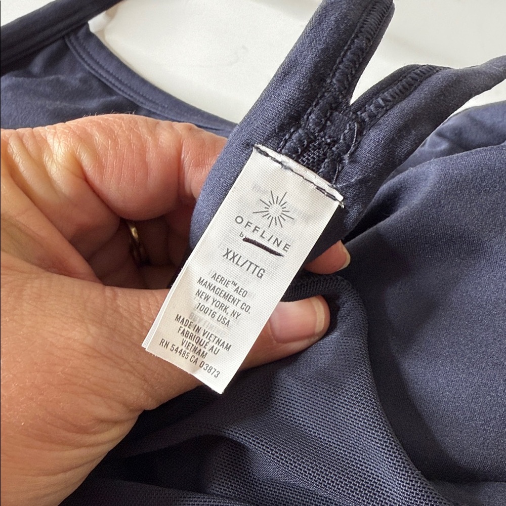 Aerie Offline Athletic Racerback Tank Top Built in Bra Navy Blue XXL - Picture 8 of 10